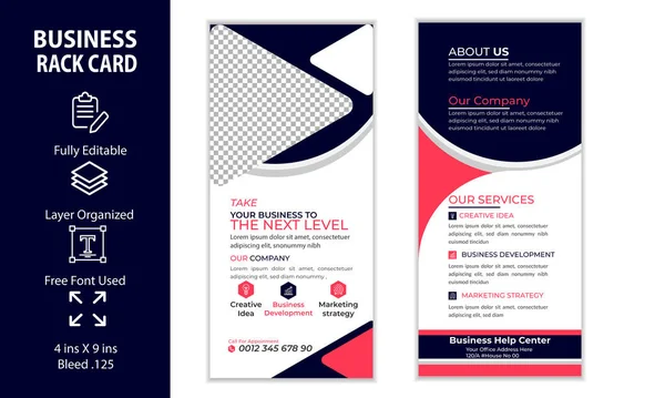Rack Card Design Flyer Dubbelzijdig Sjabloon Ontwerp Voor Digital Marketing — Stockvector