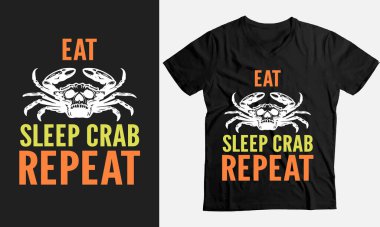 Uyku yengeci yemek. Komik eski tişört tasarımı.