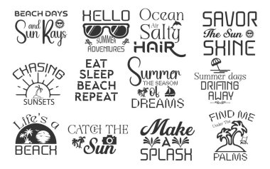 Summer Beach Vector Illustration seti, yaz tişörtü qotes svg paketi, plaj tişörtü vektörü diyor ki