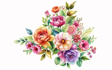 suluboya her türlü tekstil tasarımı veya beyaz zemin üzerindeki yatak örtüsü için inanılmaz çiçek tasarımı