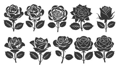 Beyaz arkaplanda gül siluetinin minimum çizgi sanat vektör tarzı görüntüsü