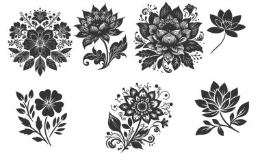 şablon tasarımı için çiçek silueti vektörü