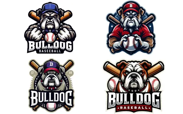 Beyaz arkaplanda Bulldog beyzbol maskotu logo vektör görüntüsü