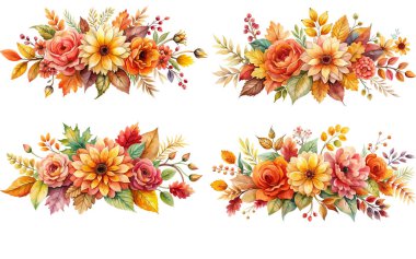 Sonbahar suluboya çiçek vektör çizimi izole