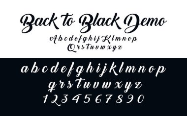 Dekoratif vektör yazı tipi harfleri büyük, küçük ve sayı illüstrasyonu