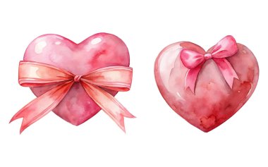 Sevgililer Günü suluboya Kalp Coquette Bow