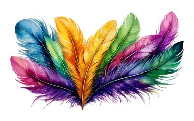 Suluboya Mardi Gras Tüylü Clipart izole arkaplan