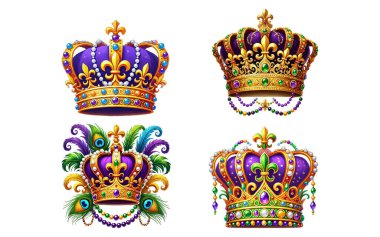 Mardi Gras karnaval Crown vektör illüstrasyonu izole edilmiş beyaz arkaplan