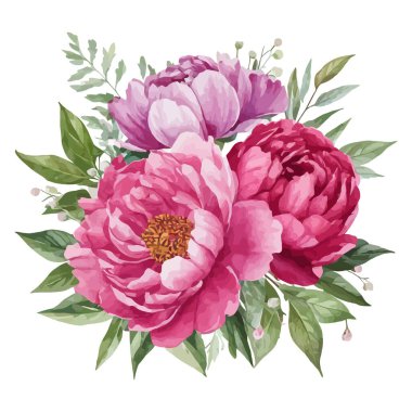 suluboya vektör elle çizilmiş şakayık çiçeği buketi izole edilmiş arkaplan