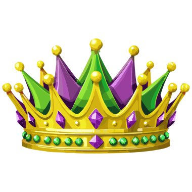Altın Mardi Gras Crowns vektör çizimi beyaz arka planda izole edildi