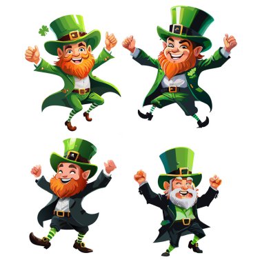 Aziz Patrick Günü Dans eden Leprikon düzenlenebilir vektör şablonu