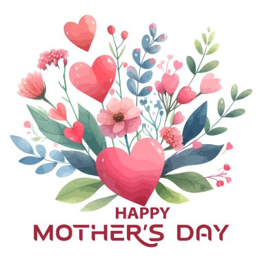 mutlu anne günü kartı çiçekler ile vektör çizim tasarım