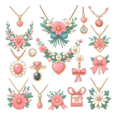 Pembe ve pembe suluboya çiçek elementleri seti