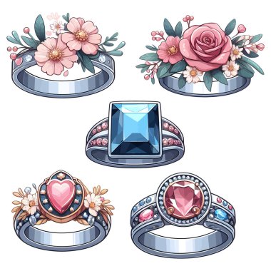 Çiçeklerden ve elmastan yapılmış bir yüzük.