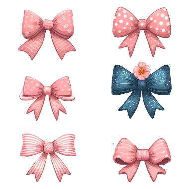 Fiyonk ve kurdeleli yay koleksiyonu. Vektör çizimi. ok seti.