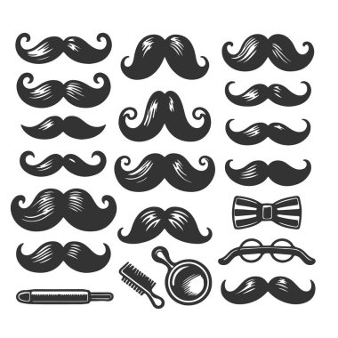vektör bıyık ve sakal seti