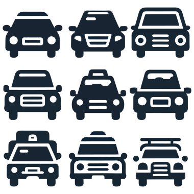 Araba simgeleri ayarlandı. vektör illüstrasyonu.