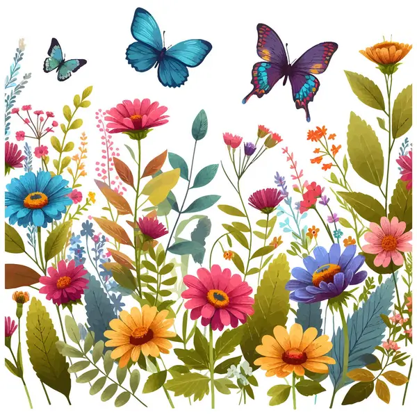 Renkli çiçekler, kelebekler, kelebekler, kelebekler, kelebekler, kelebekler.