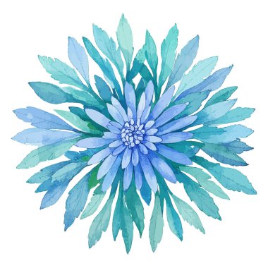 Mavi çiçek. Suluboya. el boyası.
