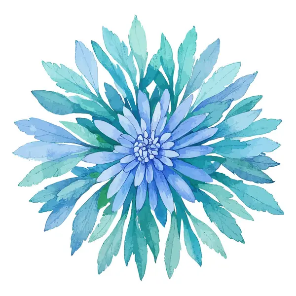 Mavi çiçek. Suluboya. el boyası.