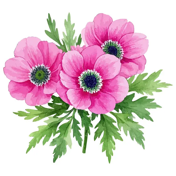 Suluboya arka planında pembe çiçeklerin vektör çizimi