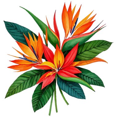 Suluboya yaprak ve çiçek