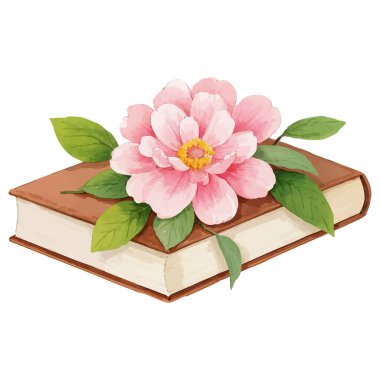 suluboya çiçekler ve kitaplar
