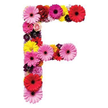 Çiçeklerden oluşan F alfabesi