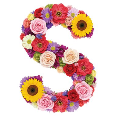 letter S made of colorful flowers