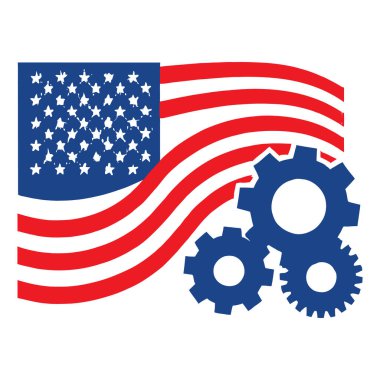 İşçi Bayramı için Amerikan bayrağı ve vites çizimi