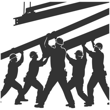 Bir grup inşaat işçisinin vektör çizimi