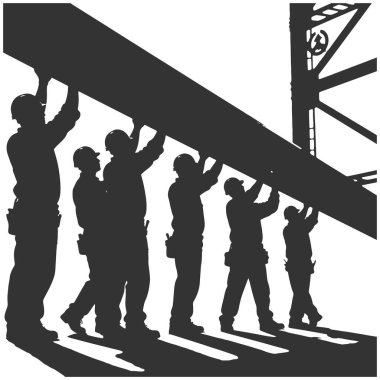 Merdivenli işçilerin silueti