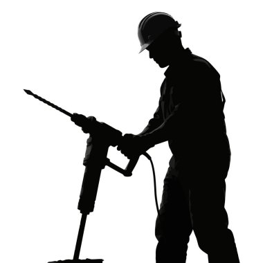 Çekiçli inşaat işçisinin silueti