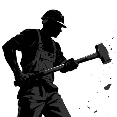 Çekiçli İnşaat İşçisi Silueti - Yüksek Kaliteli 