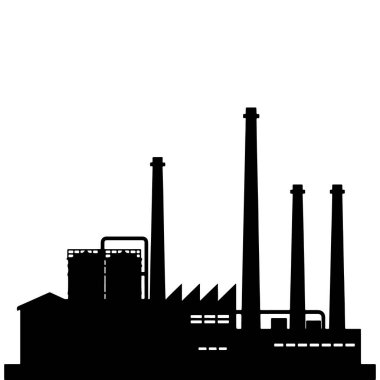 Fabrika, siluet, sanayi, sanayi, imalat, sanayi, bina, üretim, elektrik santrali, enerji, baca, kompleks, taslak, ikon, grafik, vektör, tesis, mimari, inşaat, kirlilik, duman, sanayi bölgesi, üretim pl