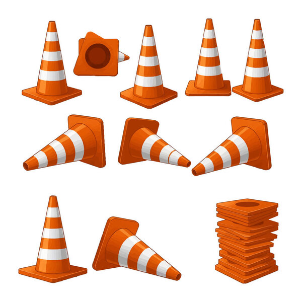Vector Illustration of Safety and Construction Cones