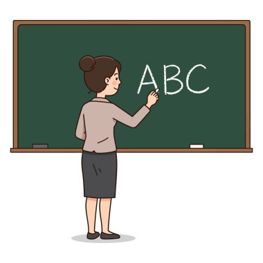 Öğretmen Tahta Resim Üzerine ABC Yazıyor