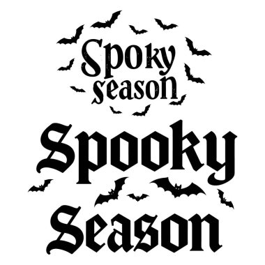 Black Spooky Sezon Baskısı, Cadılar Bayramı Teması Ürkütücü Sezon