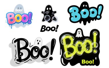 Dekoratif Cadılar Bayramı Boo! Tipografi, Cadılar Bayramı sürprizi Boo!