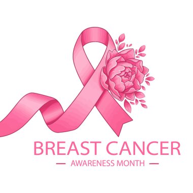 Kanser Desteği İçin Pembe Kurdele ve Çiçek Grafiği