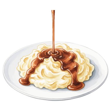 Üzerine sos dökülmüş patates püresi.