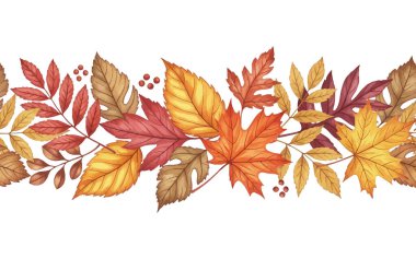 Renkli Sonbahar Yaprakları Yatay Afişi