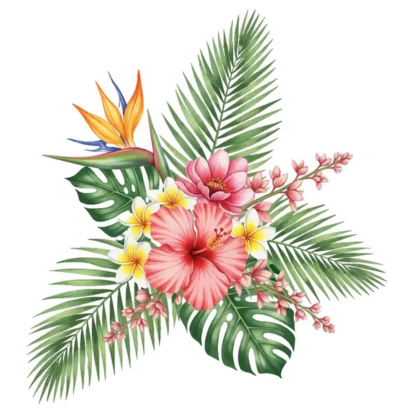 Hibiscus ve Plumeria ile Suluboya Egzotik Çiçek Düzenleme