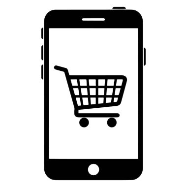 Smartphone Vektör Simgesinde Çevrimiçi Alışveriş Aracı, Telefondaki Online Mağaza Arabasının Vektör Resimleri