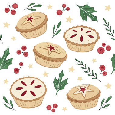Şenlikli Noel Kekleri ve Yıldız Kurabiyeleri Kusursuz Desen