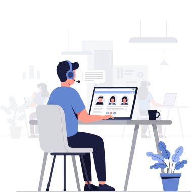 Videodaki Adam Açık Planlı Ofiste ya da Uzak Çalışma Alanında Ara.