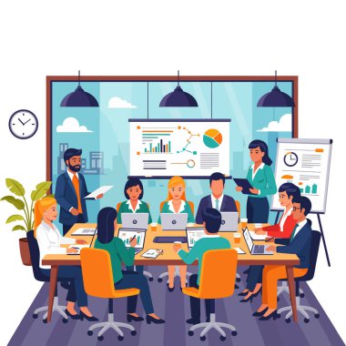 Modern Kurul Odasında Büyük İş Konferansı ve Sunumu.