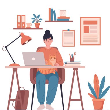 Kadın Serbest Çalışan ya da Öğrenci Konforlu Çalışma Alanı.