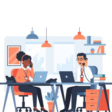 Modern Ofiste Çalışan Meşgul Çağrı Merkezi Ajanları