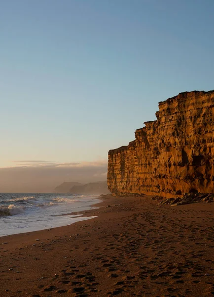 Solnedgång Stranden Hive Beach Dorset — Stockfoto
